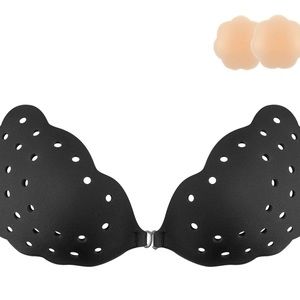 Brand new Niidor Black Fabric Strapless Adhesive Bra BRA SIZE F